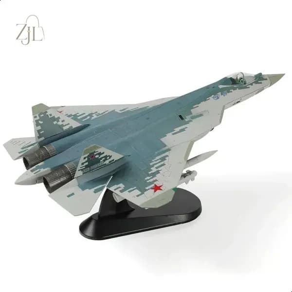 Модель самолета в сборе, 1 / 72 SU-57 Модель самолета с дисплейным стендом Военный стелс SU57 Plane Model Collection Подарок для взрослых