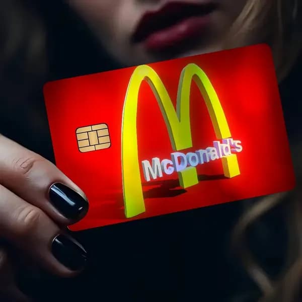 Mcdonalds Макдональдс Наклейка на банковскую карту, глянцевая противоцарапинная стильная