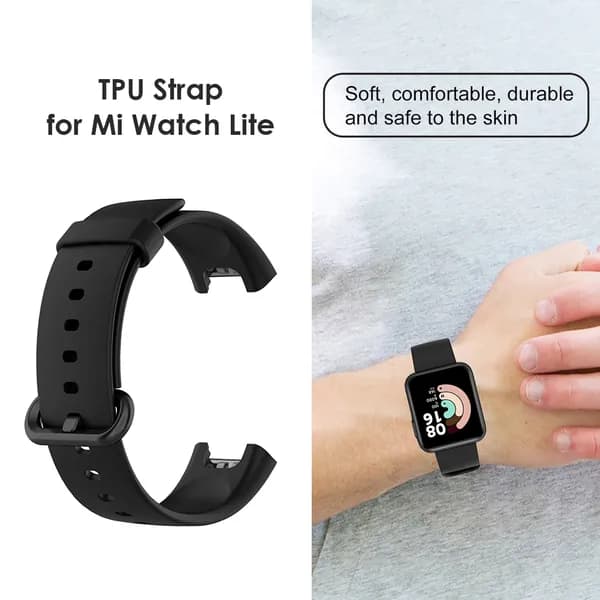 Черный ремешок для часов Xiaomi Mi Watch Lite и Redmi Watch, 214 мм, ширина 22 мм, из ТПУ