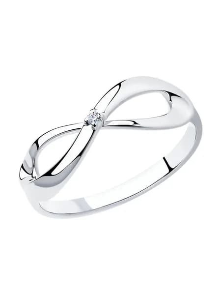 Серебряное кольцо женское 925 пробы с бриллиантом, серебро SOKOLOV