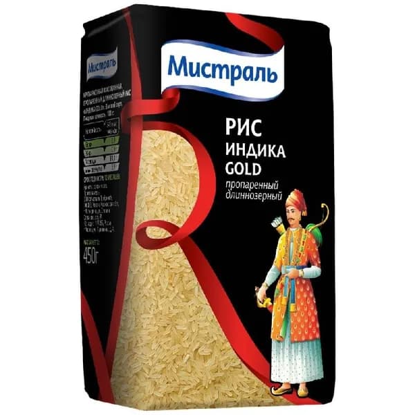 Рис МИСТРАЛЬ Индика GOLD пропаренный длиннозерный 500г