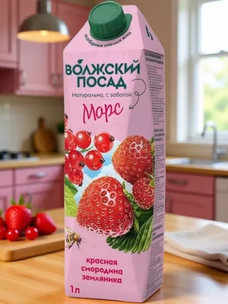 Морс Красная смородина - земляника "Волжский посад" 1л