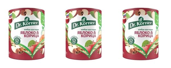 Dr. Korner Хлебцы хрустящие Злаковый коктейль яблочный с корицей, 90 г, 3 уп