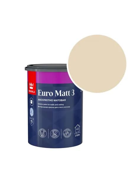 Краска интерьерная Tikkurila/Tikkivala Euro Matt 3 RAL 1015 (Светлая слоновая кость - Light ivory) 0,9 л