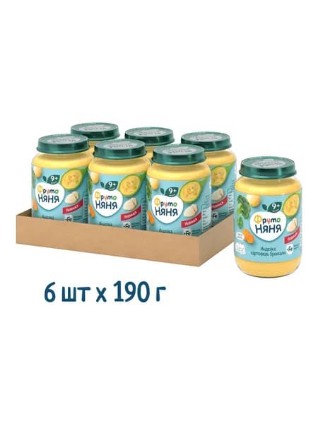 Пюре для детей ФрутоНяня картофель, овощи, индейка, 190 г x 6 шт