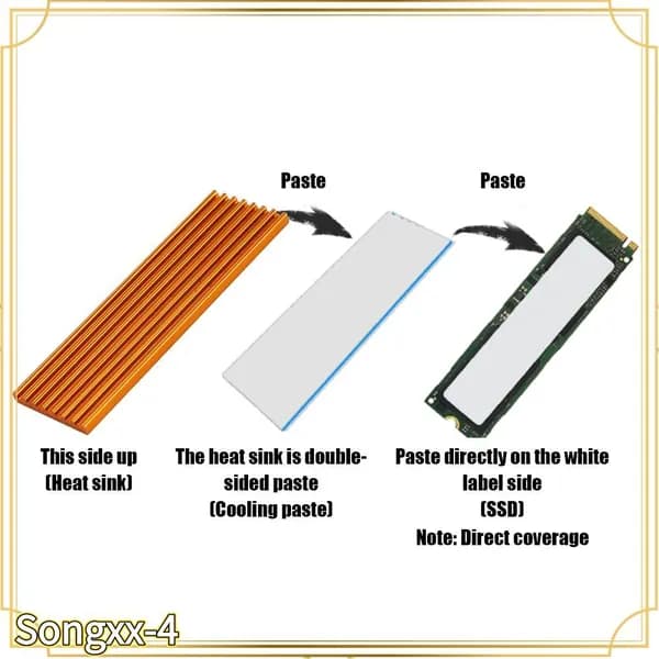 PCIE M.2 2280 SSD, эффективно охлаждающий терморассеивающий радиатор, для настольных ПК и ноутбуков золотой