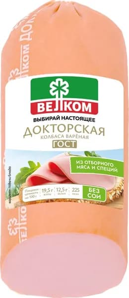 Колбаса ВЕЛКОМ Докторская вар. срез б/о в/у, 400г 2 шт.