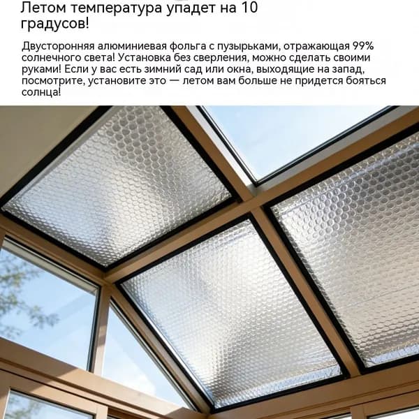 Утеплитель отражающий для крыши и теплицы, фольгированный с пузырьковой прослойкой, теплоизоляция для дома и дачи