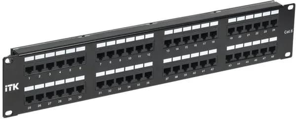 Патч-панель ITK с органайзером 19" 2U, порты: 48 x RJ-45 кат. 6 категория, черный