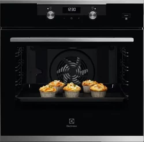Электрический духовой шкаф Electrolux KODEH70X, 59.5 см, 72 л, 8 режимов, гриль, конвекция, очистка паром, черный