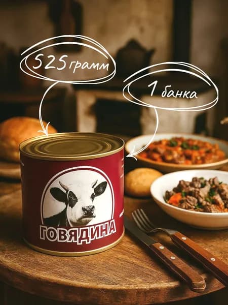 Говядина тушеная Оригинальная 525 гр. СТО - 1 шт.