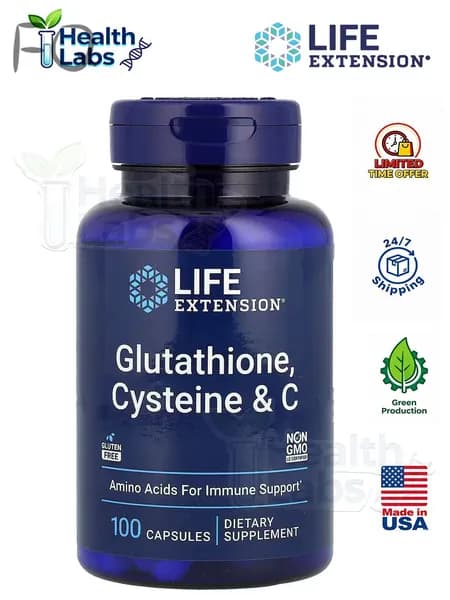 Life Extension, Продление жизни, глутатион, цистеин и витамин С, 100 капсул