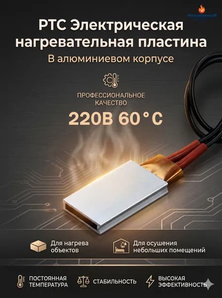 PTC нагревательная пластина 220V (220В), обогрев и осушение шкафа автоматики, бытовое применение