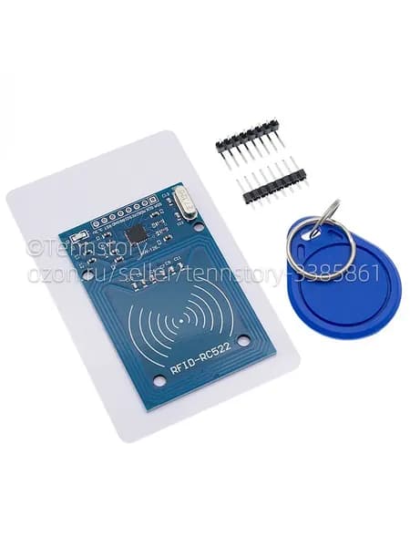 Бесконтактный RFID модуль считыватель карт RC522 13.56 МГц в комплекте с брелоком и смарт-картой, поддержка SPI, совместимый с платами микроконтроллеров RFID RC522 (13.56MHz) SPI