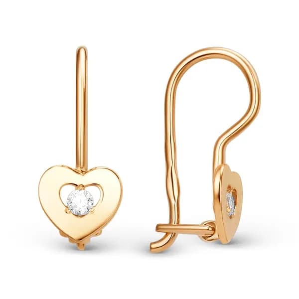 Серьги детские с фианитами из красного золота 375 пробы 585GOLD