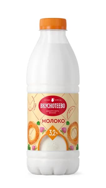 Молоко питьевое пастеризованное 3,2% 900 мл Вкуснотеево