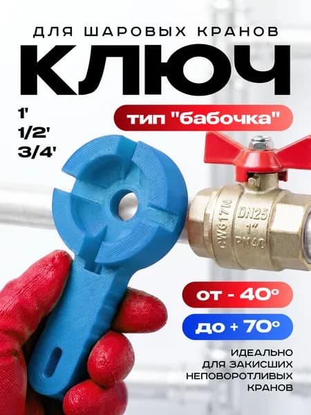 Ключ для шаровых кранов синий