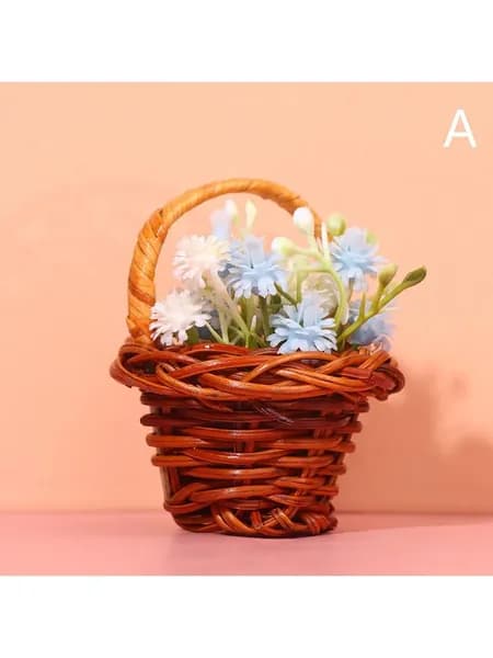 Кукольный дом Цветочная корзина из ротанга ручная корзина
