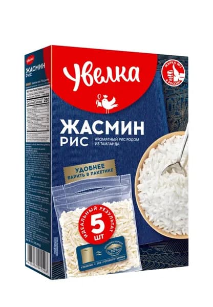 Рис Жасмин 1 упаковка 400 грамм в пакетиках для варки