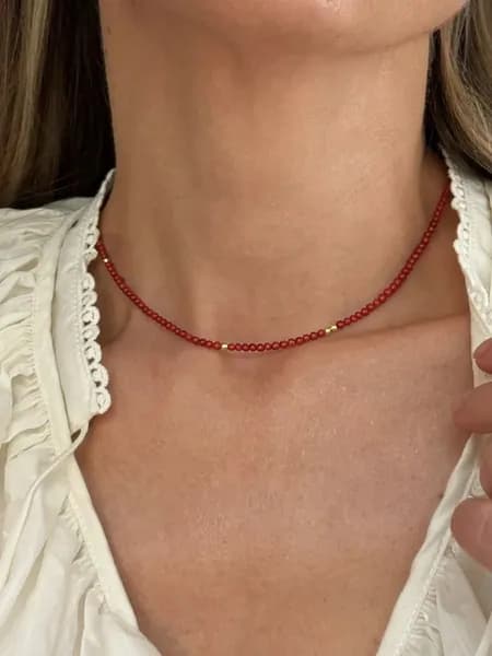 Колье из натуральных камней CHILLI MINI GLDN, тайваньский коралл, серебро 925