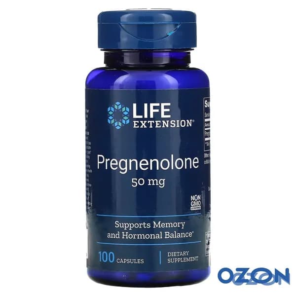 Прегненолон Life Extension Pregnenolone (прекурсор DHEA), 50 мг 100 веганских капсул