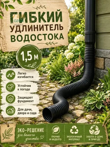 Удлинитель водостока 50-160 см для защиты фундамента, телескопическая дренажная труба, гибкая гофра для отвода воды