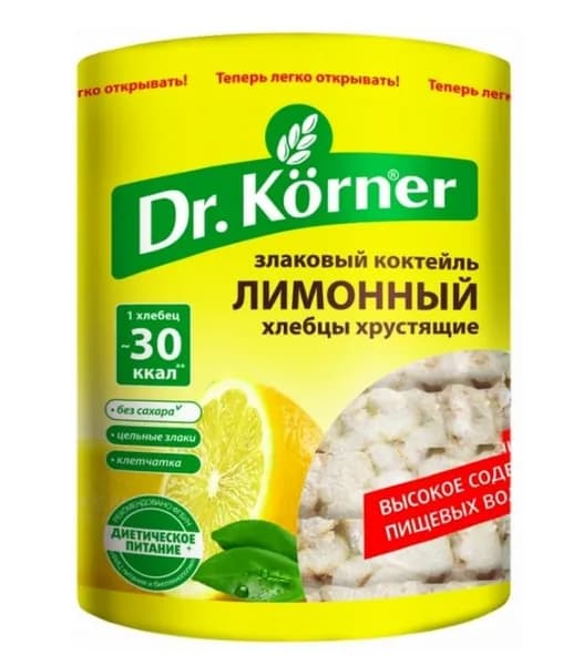 Dr. Korner Хлебцы Злаковый коктейль, Лимонный, 100 г