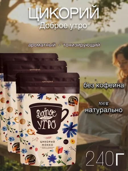 Цикорий Доброе утро натуральный растворимый с ароматом Мокко, 240г