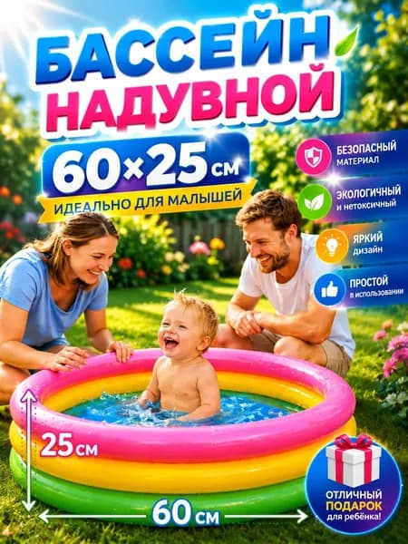 Бассейн детский надувной для купания дачи дома круглый