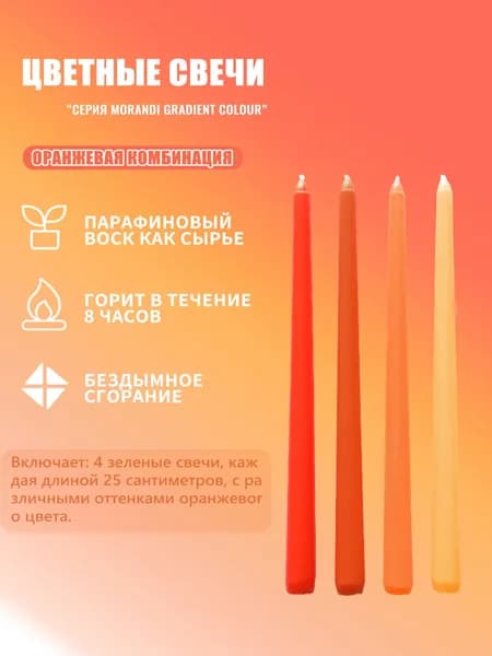 Свеча 25 см х 2.5 см 4 шт