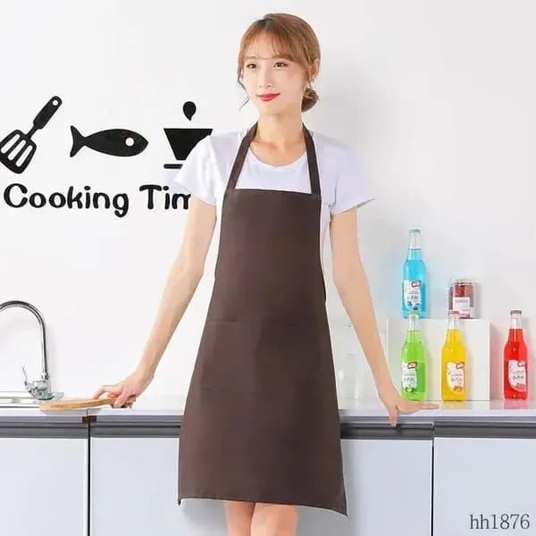 Фартук для кухни 75х62 см - Водонепроницаемый хлопковый передник для поваров/выпечки (Кофейно-коричневый, усиленные карманы, сертификат безопасности, 1 шт).