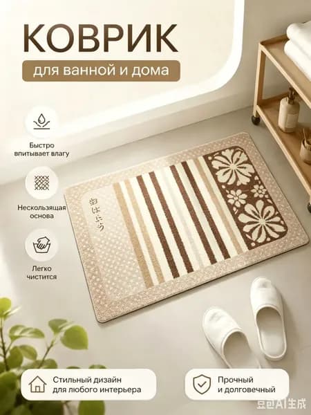 Коврик дорожка Напольный коврик для прихожей и ванной из диатомита, нескользящий, впитывающий влагу 30x40 см