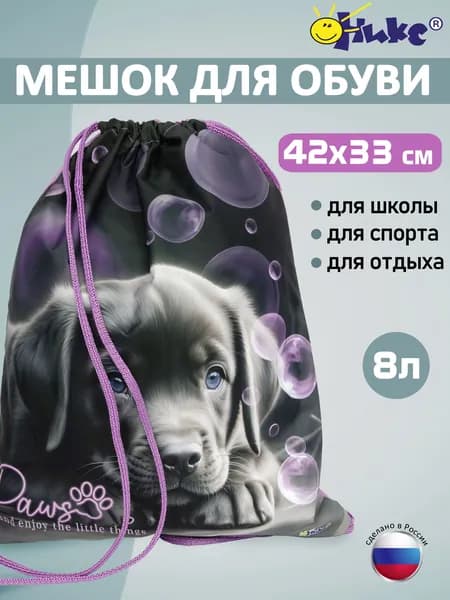 Мешок для сменной обуви и одежды ОНИКС Дай лапу, для девочек