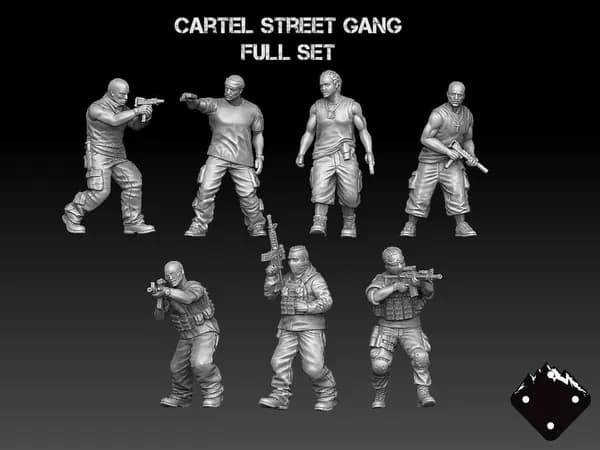 Syndicate, cartel street gung. Бойцы картеля. С подставками. Масштабная модель 1:72.