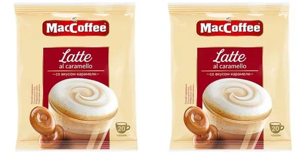 MacCoffee Кофейный напиток Latte карамель порционный, 20 шт х 22 г, 2 уп