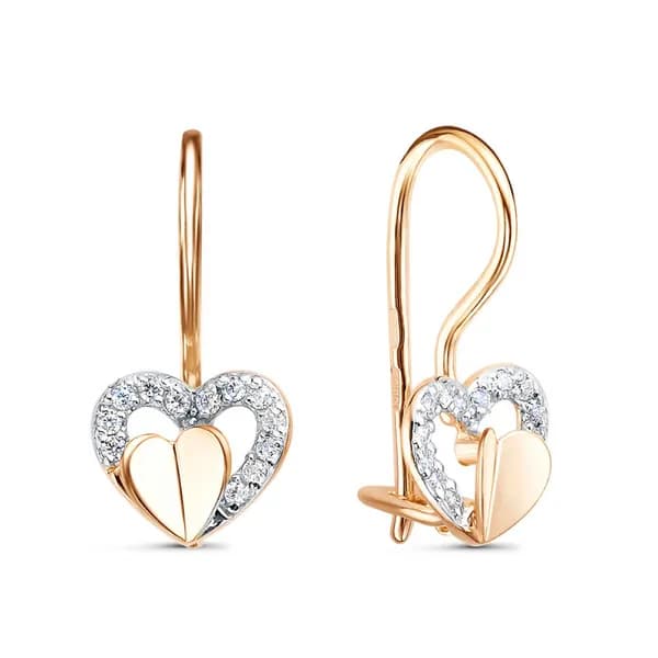 Серьги детские с фианитом из золота