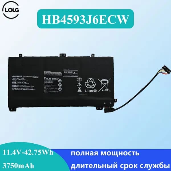 LOLG Аккумулятор для ноутбука Huawei 3750 мАч, (HB4593J6ECW Battery For Huawei MateBook 13 2020 WRT-W19 WX9 W29 i7 HN-W19L W19R WRT-W09 W19L Notebook)