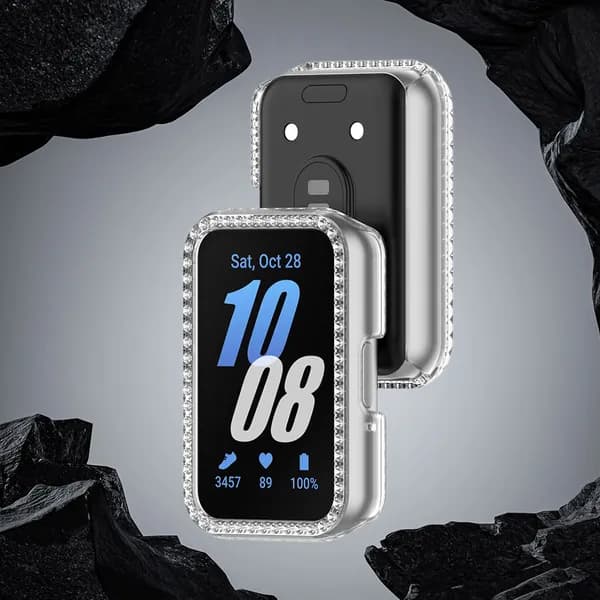Прозрачный чехол из поликарбоната для Samsung Galaxy Fit3 (SM-R390) с кристаллами