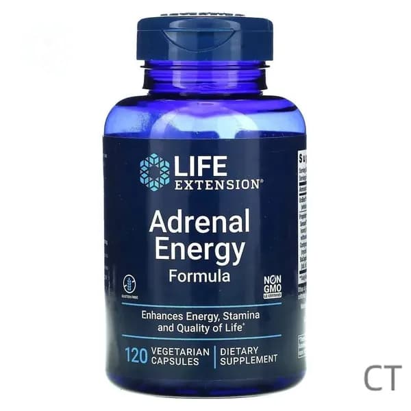Life Extension, Adrenal Energy, Адреналиновая энергетическая формула, 120 вегетарианских капсул