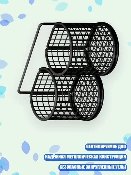 Полка для ванной из железа, 15x13 см, Черный - 2