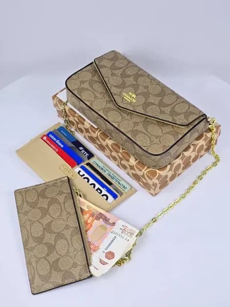 Модная клатч coach 3в1 ремень цепочка