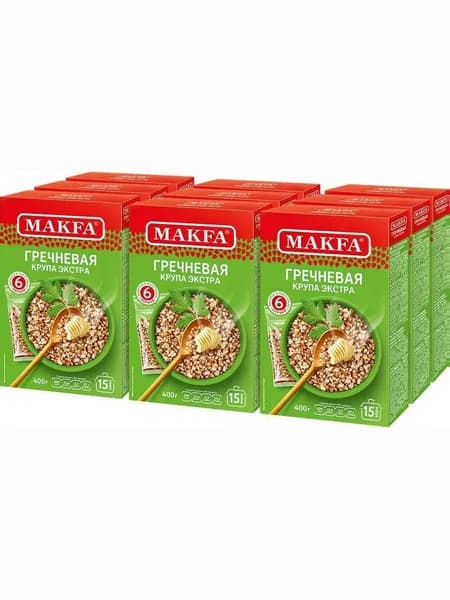 Гречка ядрица в пакетиках для варки Makfa, 400 г х 9 шт