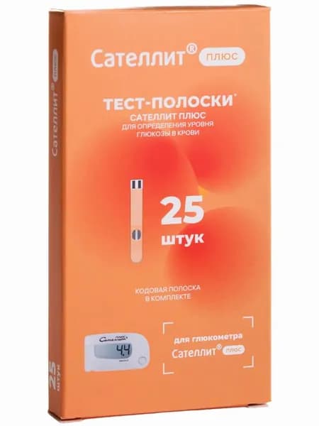 Тест-полоски ПКГ-02.4 к глюкометру "Элта Сателлит Плюс" №25