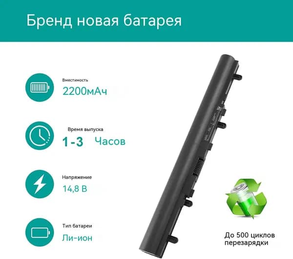 Аккумулятор для ноутбука Acer 2200 мАч, (V5-431G V5-531 AL12A32 MS2360)