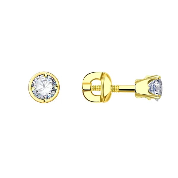 Серьги из лимонного золота DIAMANT-ONLINE с Swarovski 585 пробы