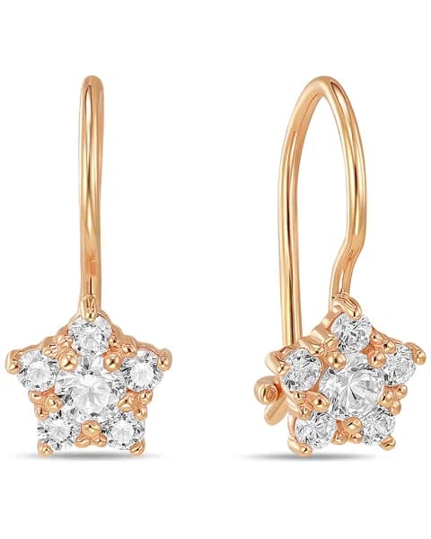 Серьги детские из красного золота звезды с фианитами MIUZ Diamonds