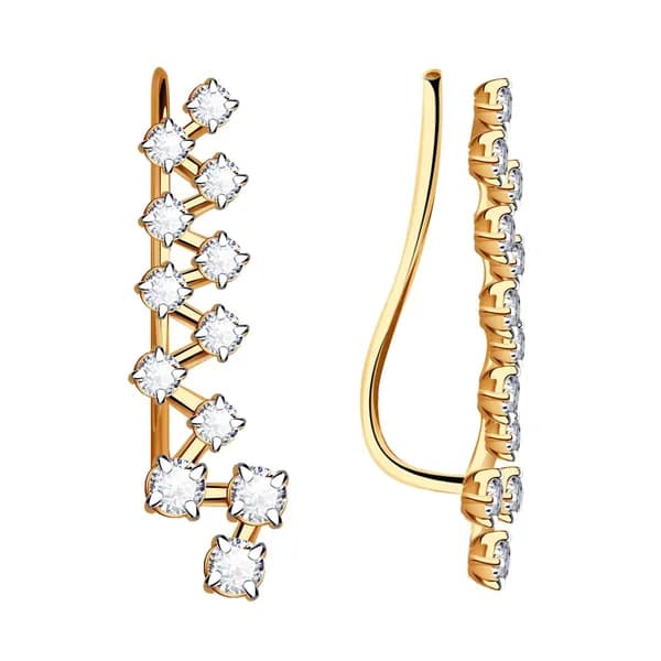 Золотые серьги DIAMANT-ONLINE с цирконием 585 пробы