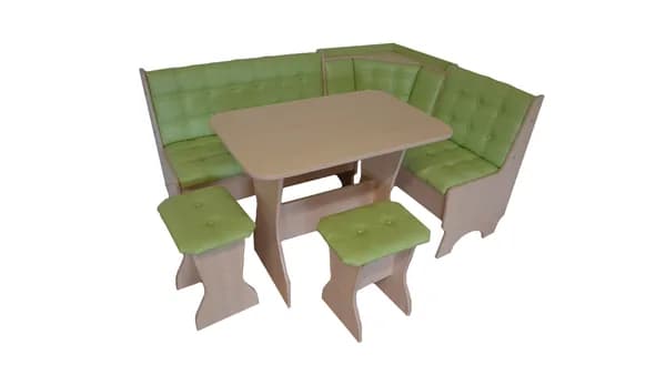 Мир Мебели Кухонный уголок,162x55x85 см, салатовый, бежевый