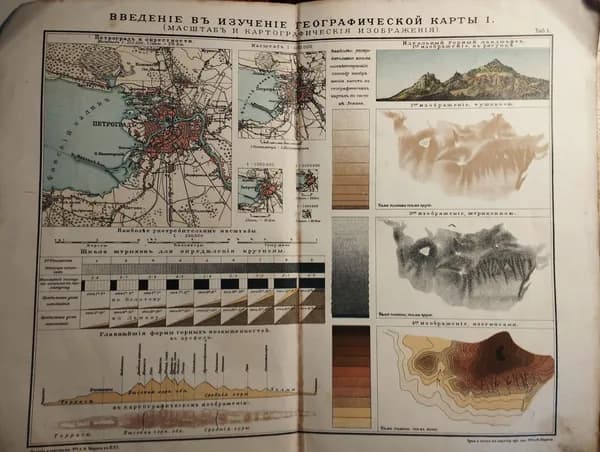 Географическая карта антикварная. Введение, Петроград. 1912 год