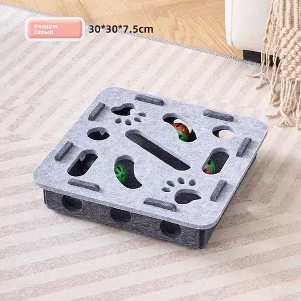 Игрушка для кошек лабиринт из фетра с шариком и колокольчиком, для самостоятельной игры, 190 г, зеленый/серый/бежевый